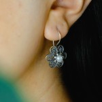 Daisy Pattern Silver Set with Pearls