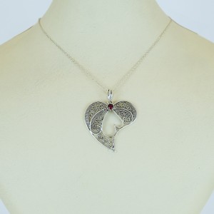 Silver Necklace with Root Ruby Stone
