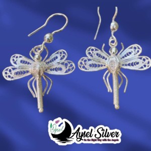 Filigree Dragonfly Model Silver Earrings